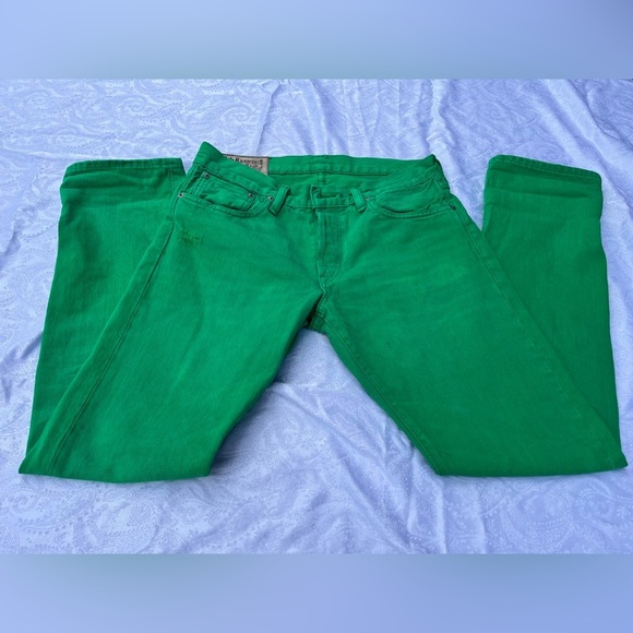 Ralph Lauren Raw Green Button Fly 30/30 Jeans RARE - Picture 1 of 9